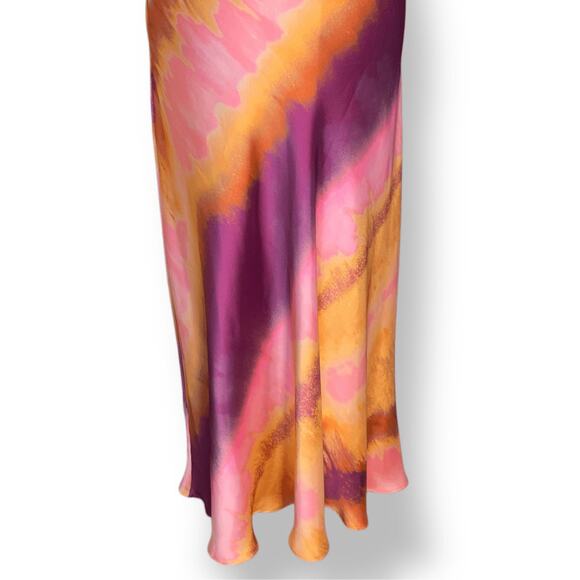 ZARA Pink Orange Criss Cross Open Back Slip Dress Fuchsia Orange Abstract Maxi - Picture 5 of 13